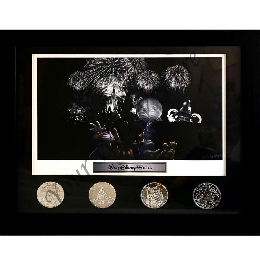 Home & Decor * | Disney Framed Coin Lithograph Set 4 Parks One World Walt Disney World Clearance Sale