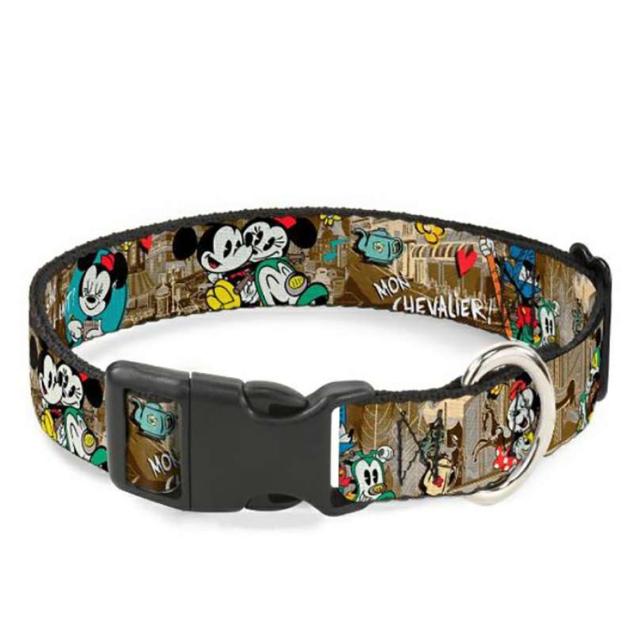 Home & Decor * | Hot Selling Disney Designer Breakaway Pet Collar Mickey And Minnie Mouse Croissant De Triomphe Scenes