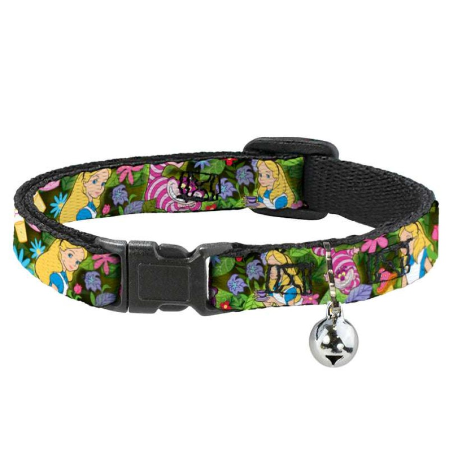 Home & Decor * | Bestsellers Disney Designer Cat Collar Alice & Cheshire Cat Flowers