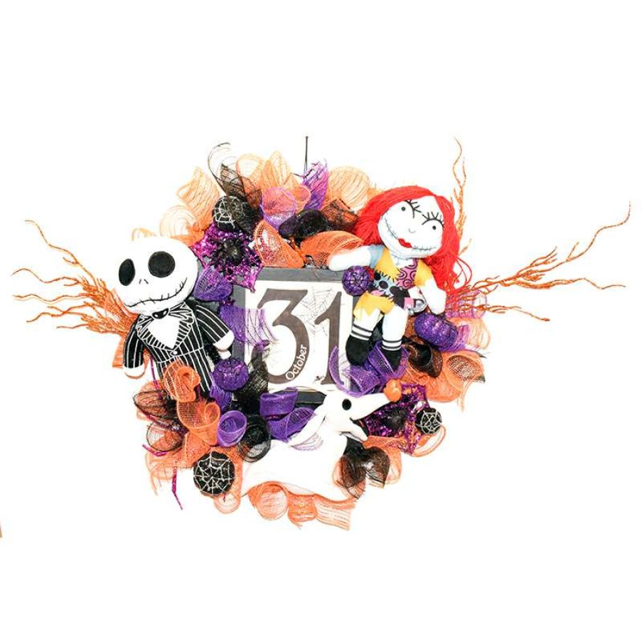 Home & Decor * | Disney Holiday Wreath Jack And Sally Date Sells Cheap