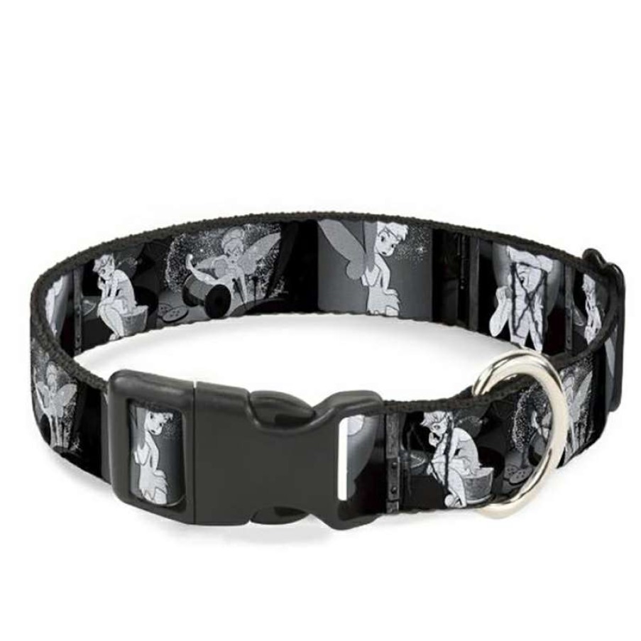 Home & Decor * | 100% Guarantee Disney Designer Breakaway Pet Collar Tinker Bell Close Up Black And White