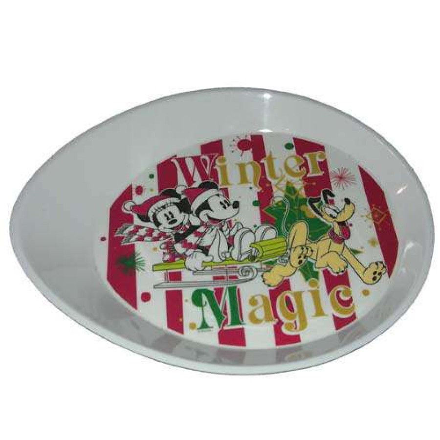 Home & Decor * | Bestsellers Disney Plastic Plate Mickey And Minnie Mouse Winter Magic Snack