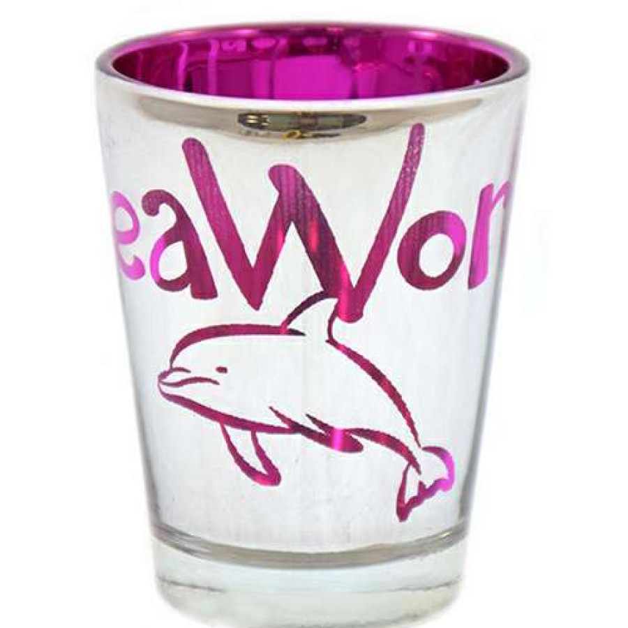 Home & Decor * | Seaworld Shot Glass Metallic Pink Dolphin Exclusive Disney