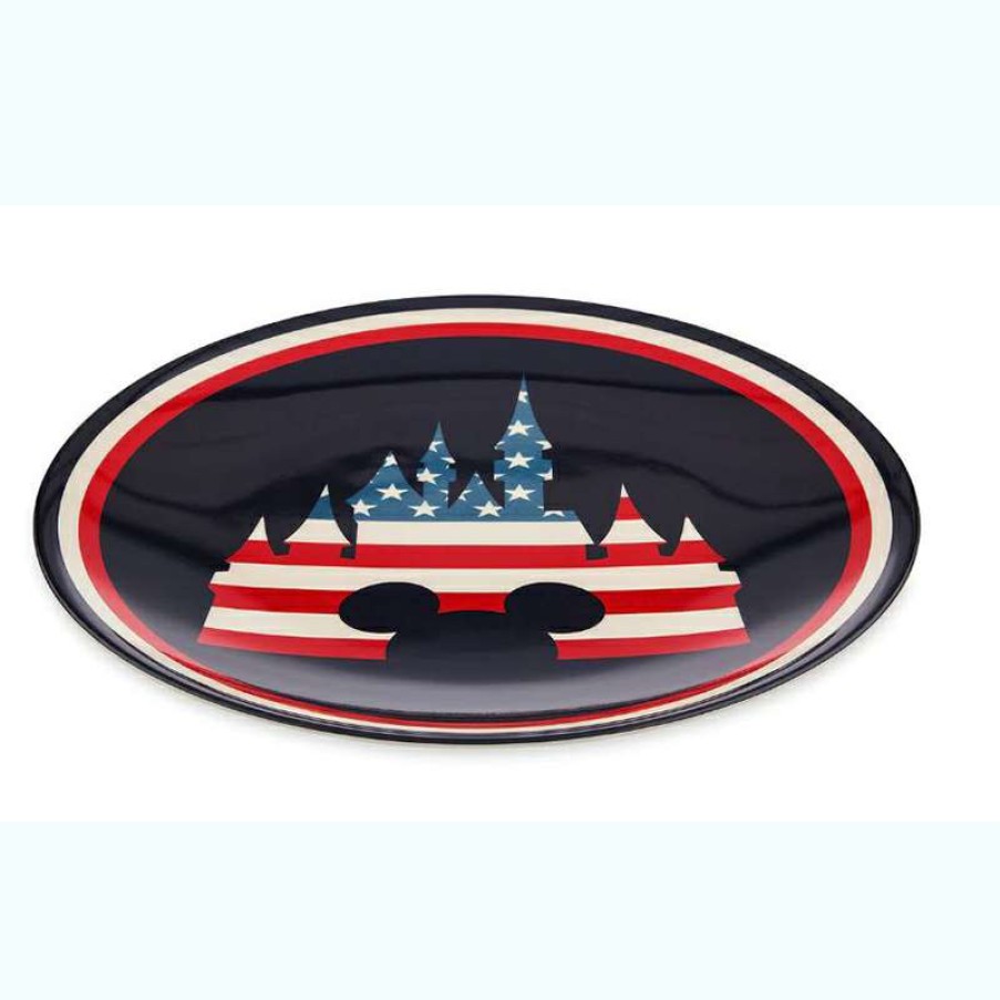 Home & Decor * | Disney Dinner Plate Americana Fantasyland Castle Mickey Silhouette Hot Selling