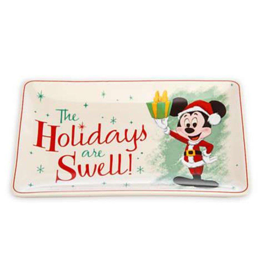 Home & Decor * | Hot Selling Disney Plate Retro Mickey The Holidays Are Swell Small