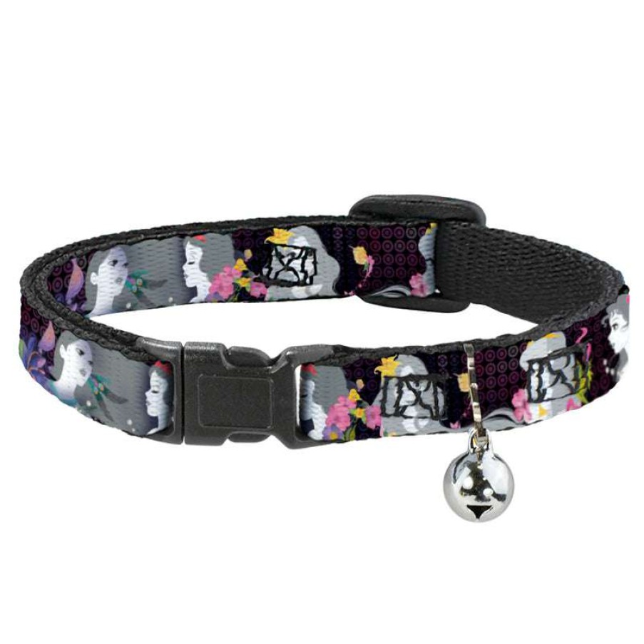 Home & Decor * | Best Quality Disney Designer Cat Collar Princess Silhouettes In Gray W/ Colorful Flowers