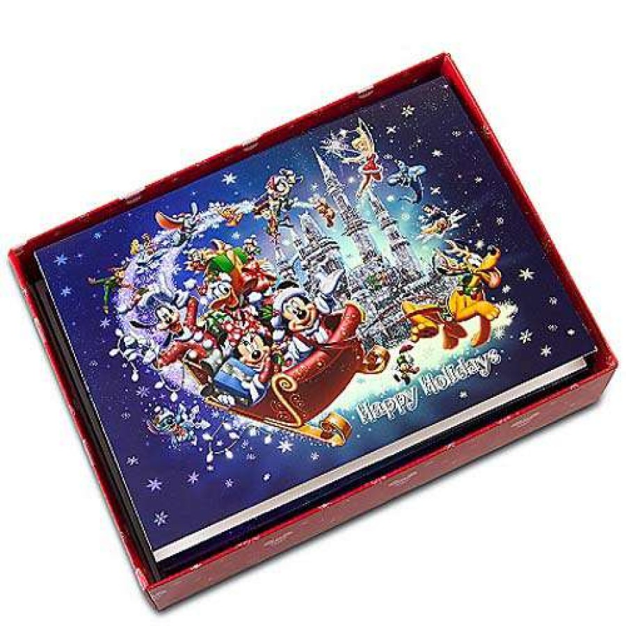 Home & Decor * | Disney Christmas Cards Santa Mickey And Friends On Sleigh Hot Selling