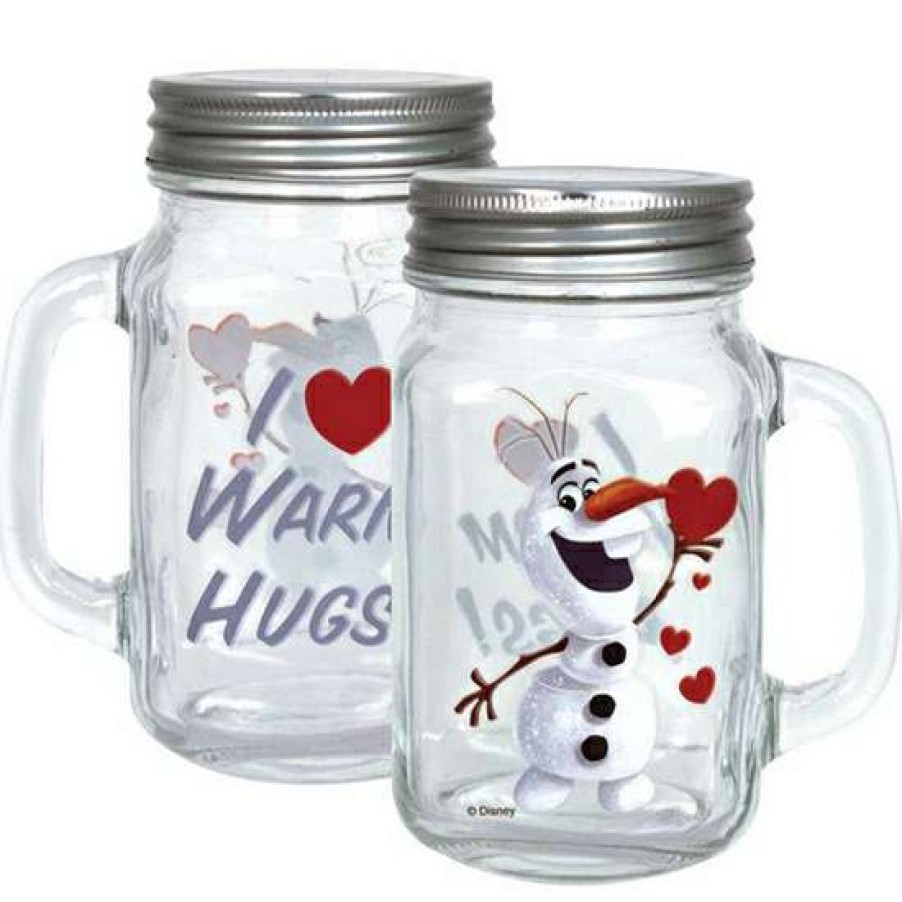 Home & Decor * | Disney Mug Frozen Mason Jar Olaf Hugs New