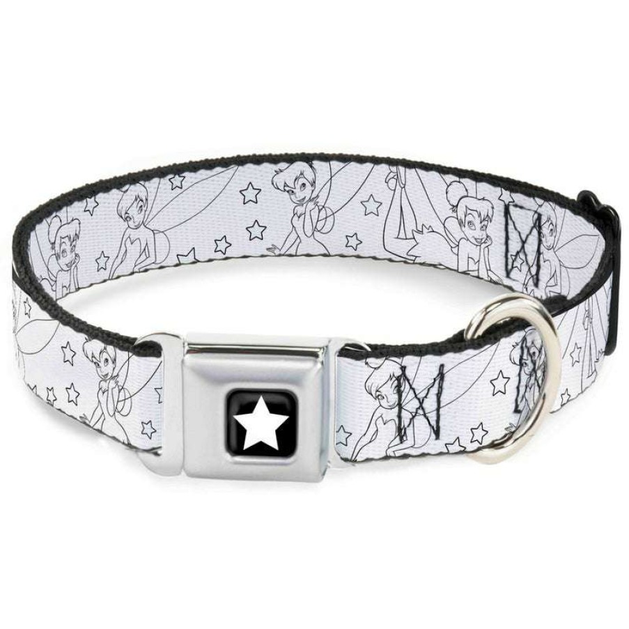 Home & Decor * | Best-Selling Disney Designer Pet Collar Tinker Bell Poses Black & White