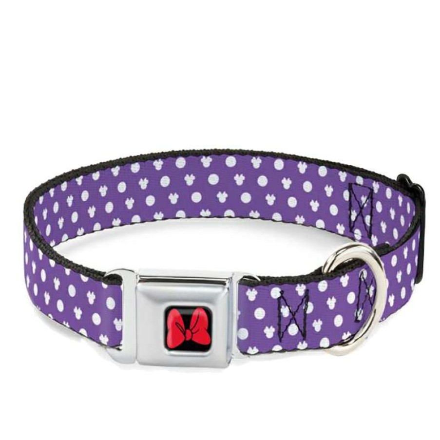 Home & Decor * | Best Sale Disney Designer Pet Collar Minnie Mouse Icons Purple