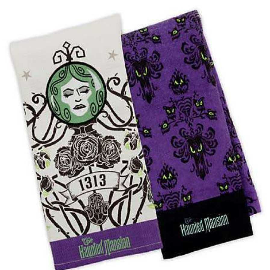 Home & Decor * | Hot Selling Disney Dish Towel Set Haunted Mansion Authentic Leota & Wallpaper