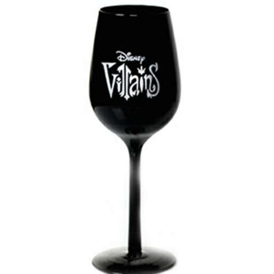 Home & Decor * | Discount Disney Etched Glass Villains Black Wine Glass