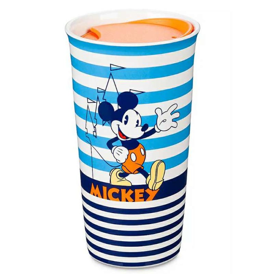 Home & Decor * | Disney Travel Tumbler Mug Mickey Mouse Stripes Sale Online