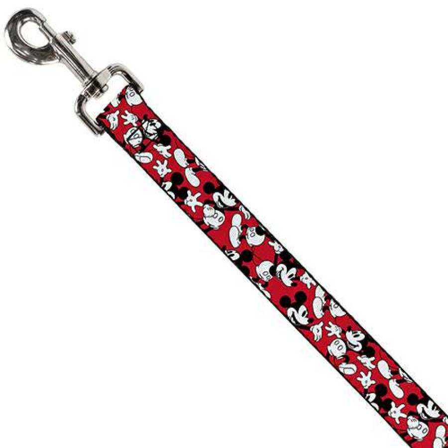 Home & Decor * | Discount Disney Designer Pet Leash Classic Mickey Mouse Poses Red/Black/White