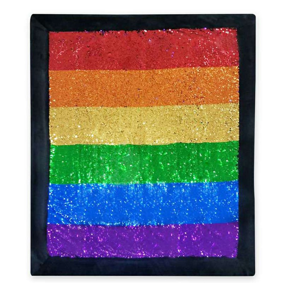 Home & Decor * | Disney Reversible Sequin Fleece Throw Blanket Rainbow Disney Collection 2020 Classical