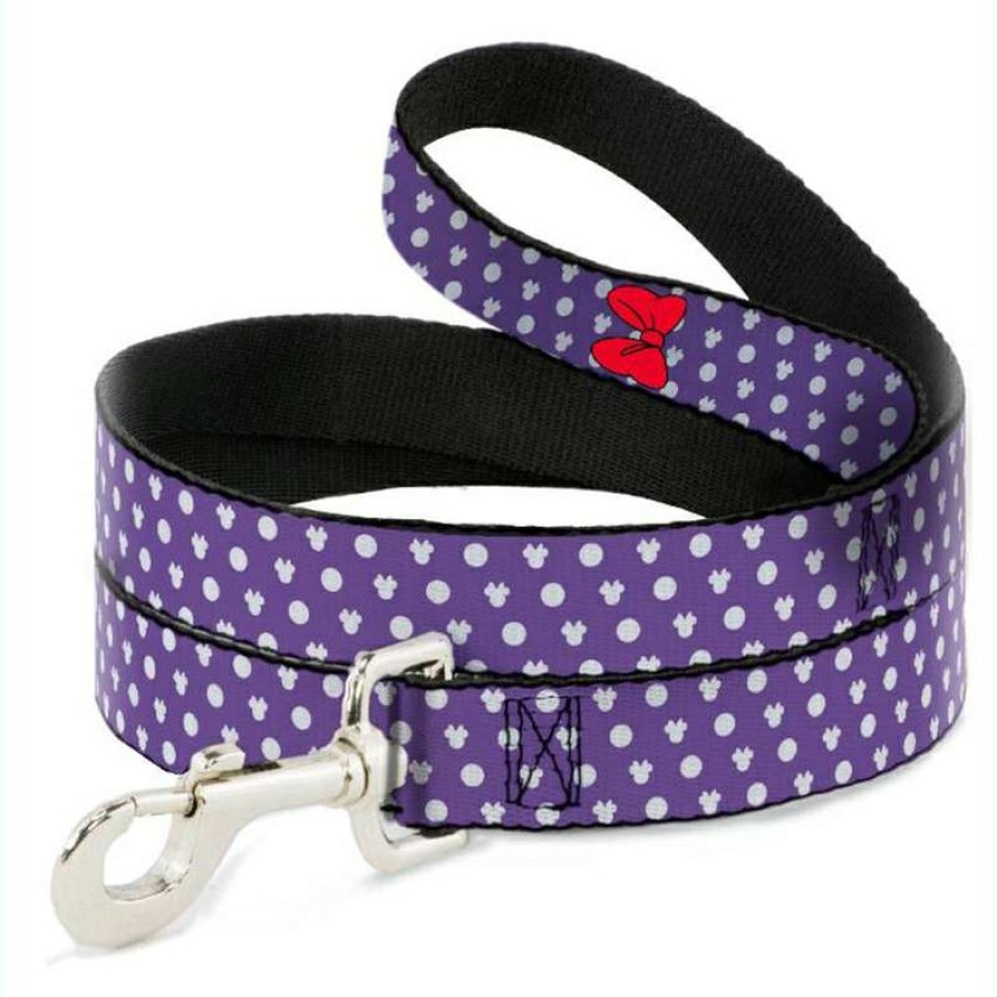 Home & Decor * | Good Quality Disney Designer Pet Leash Minnie Mouse Bow Ears Purple