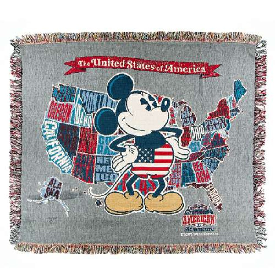 Home & Decor * | Disney Throw Blanket Epcot World Showcase Mickey U.S.A. Map Excellent