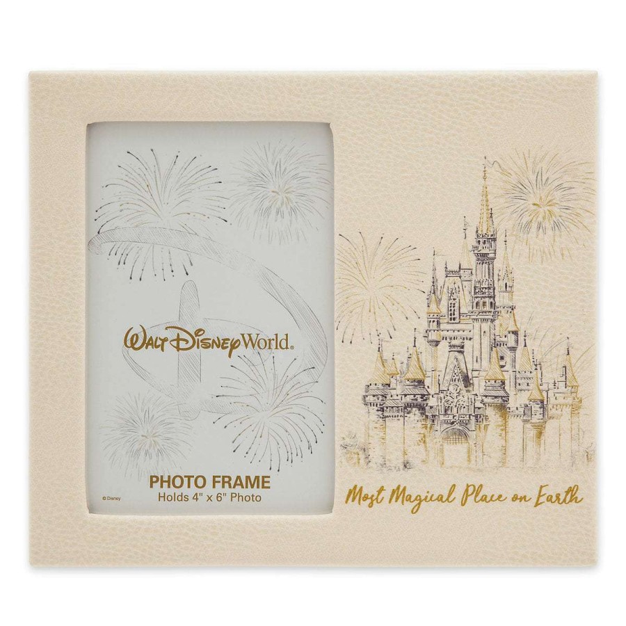 Home & Decor * | Disney Photo Frame Disney World Castle Faux Leather 4" X 6" Best Quality