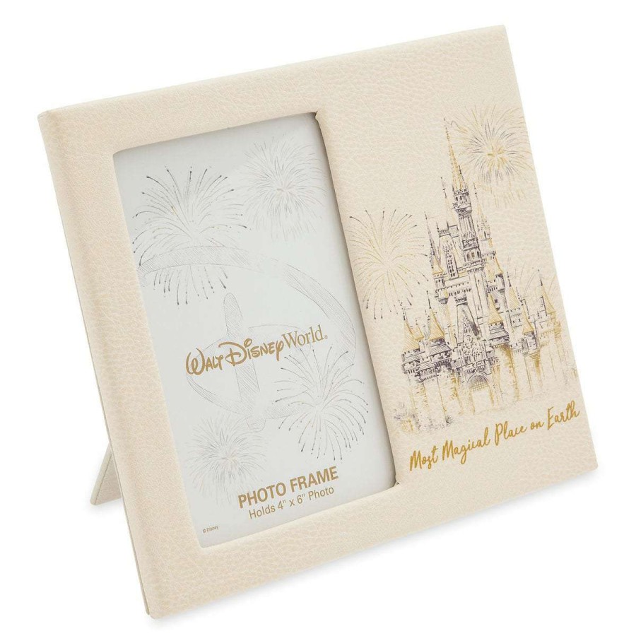 Home & Decor * | Disney Photo Frame Disney World Castle Faux Leather 4" X 6" Best Quality