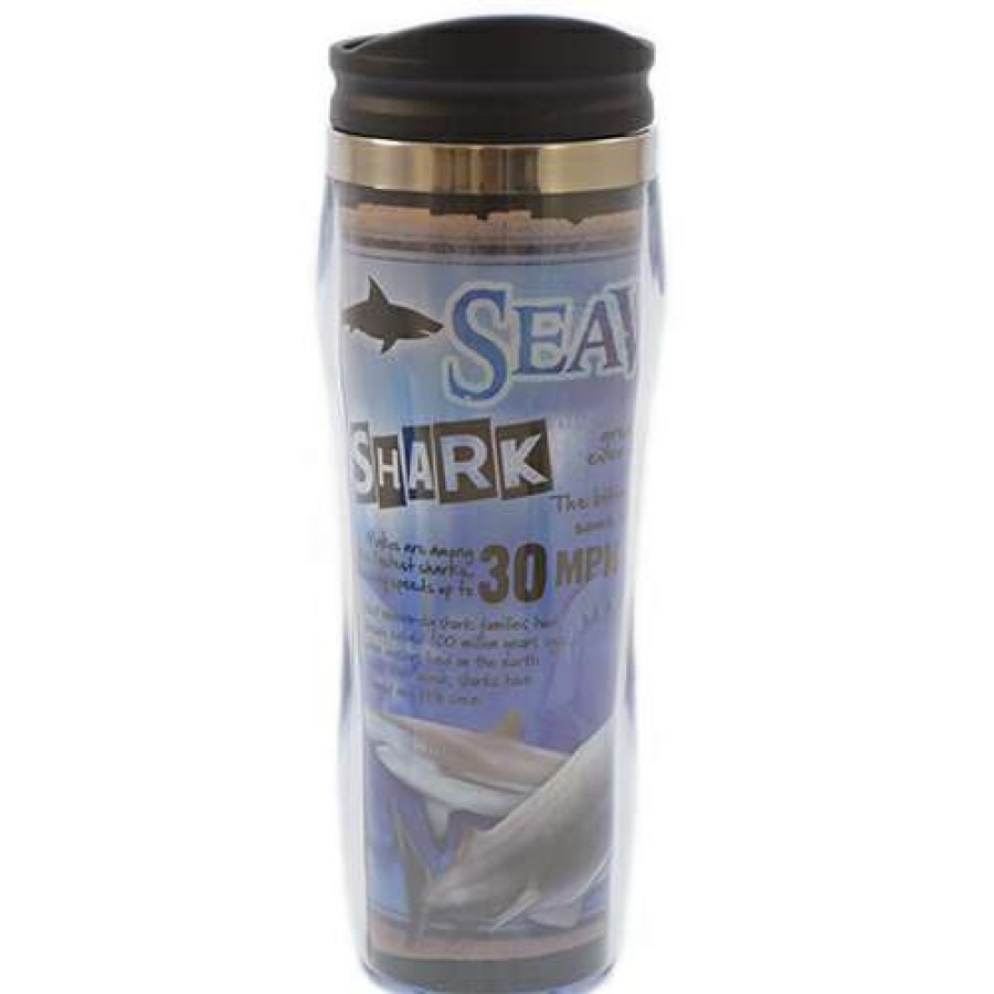 Home & Decor * | Limit Offer Disney Seaworld Travel Mug Statistics Shark