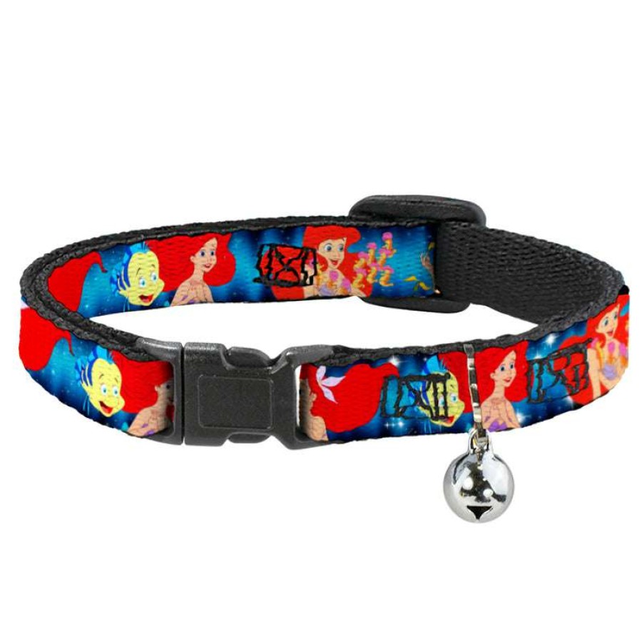 Home & Decor * | Cheap Online Disney Designer Cat Collar Ariel & Flounder Under The Sea Scenes