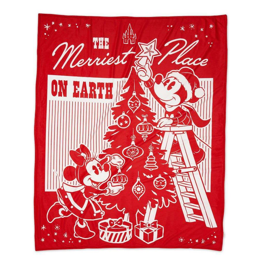 Home & Decor * | Disney Throw Blanket 2022 Vintage Christmas Mickey And Minnie Best Choice