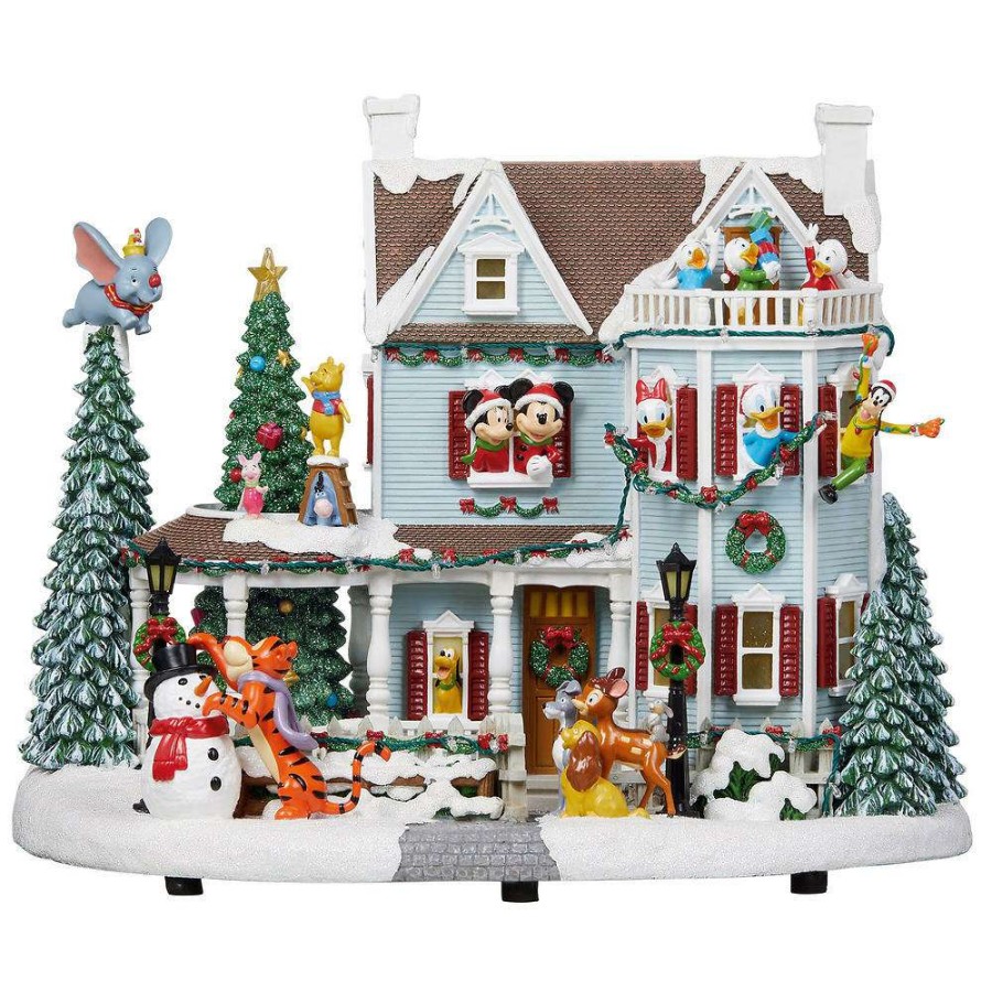 Home & Decor * | Disney Holiday Decorations Animated Holiday House With Lights And Music Flash Sale