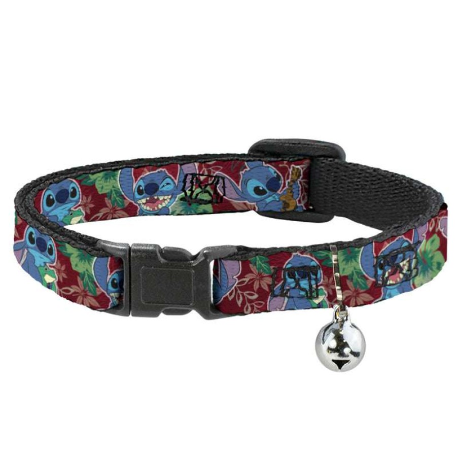 Home & Decor * | Hot Sell Disney Designer Cat Collar Stitch W/ Frog Tropical Print