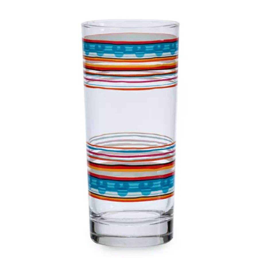 Home & Decor * | Disney World Showcase Striped Glass Tumbler Mickey Mouse Icon Mexico Hot Sell