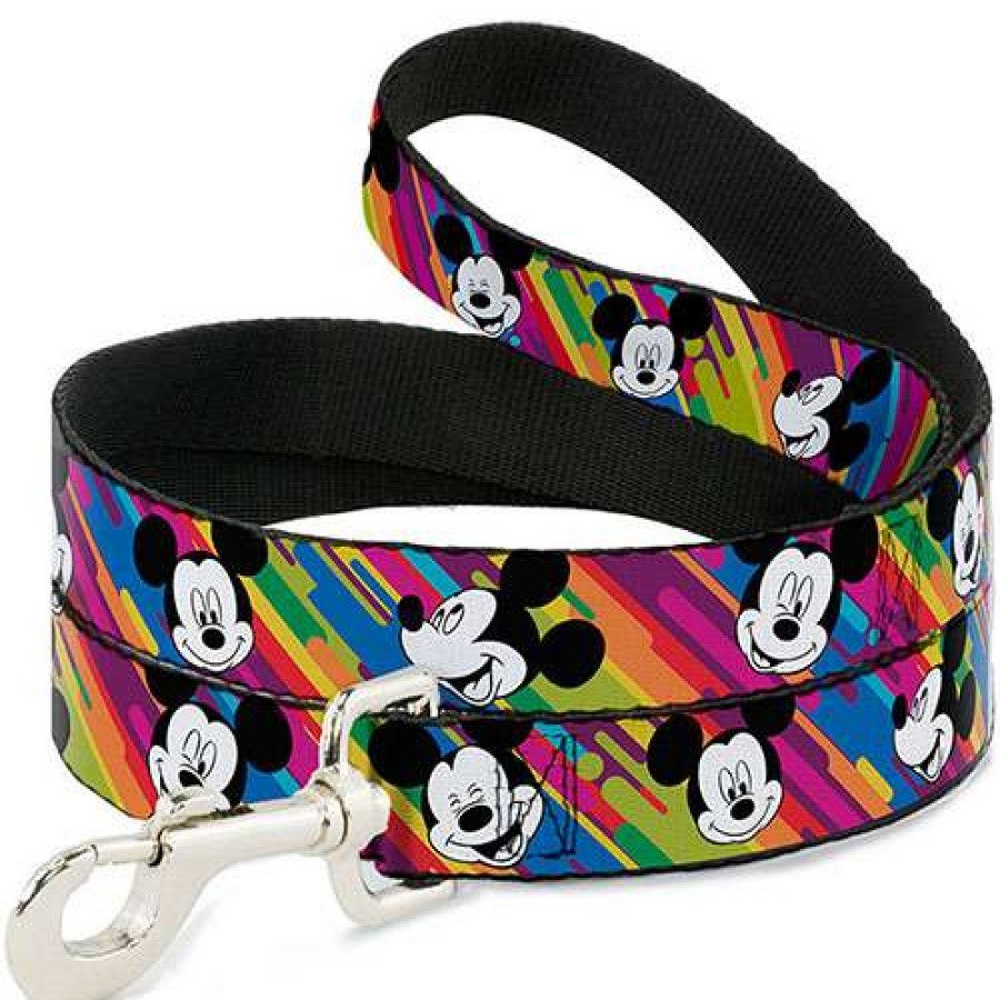 Home & Decor * | Official Disney Designer Pet Leash White Face Mickey Mouse Expressions