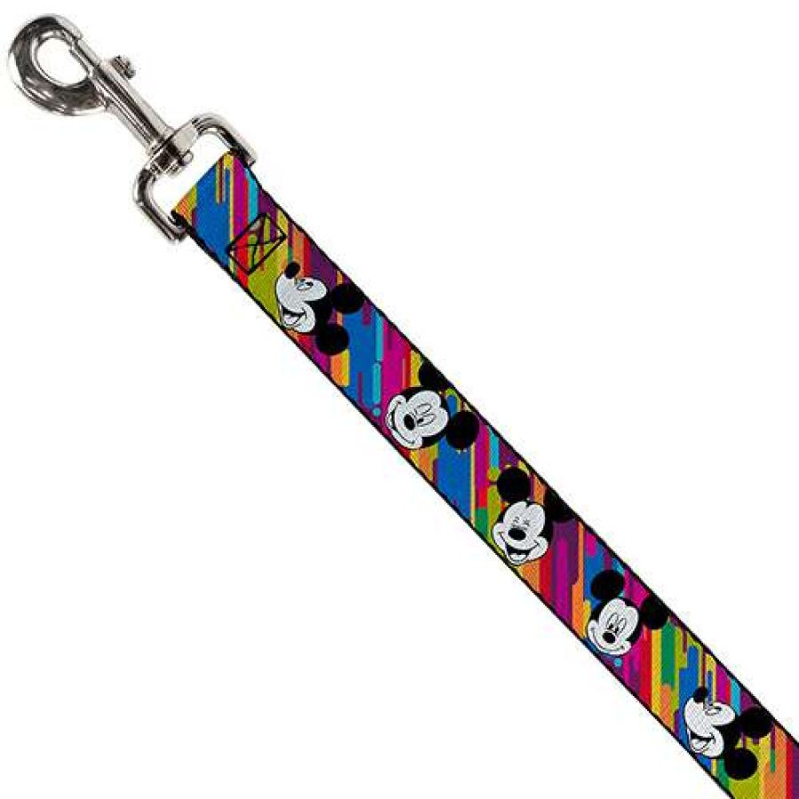 Home & Decor * | Official Disney Designer Pet Leash White Face Mickey Mouse Expressions