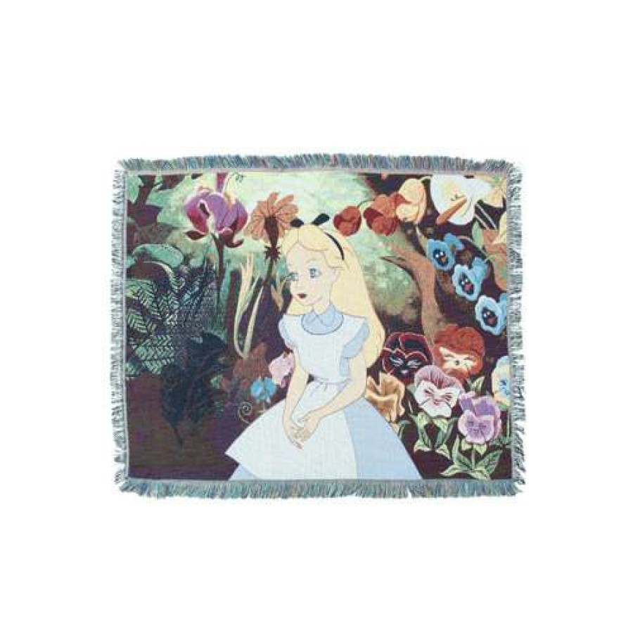 Home & Decor * | Disney Woven Tapestry Throw Alice In Wonderland In Garden Best Price